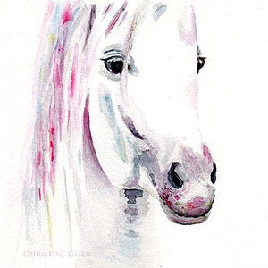 Paard aquarel kunst kaart wenskaart kunst afdrukken