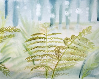 fern forest original watercolour artwork