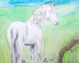 unicorn horse original watercolour artwork