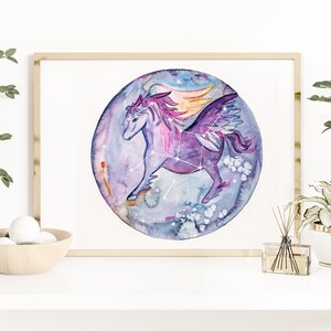 Pegaso Caballo Galaxia Acuarela Original
