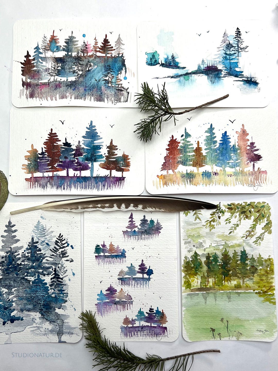 Card Art Card Greeting Forest Trees Watercolour Original Artwork - Etsy