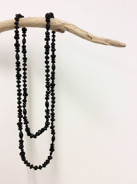 Black Glass Beaded Necklace