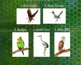 Wild Birds: Original Ink Greeting Cards (Hand Painted)