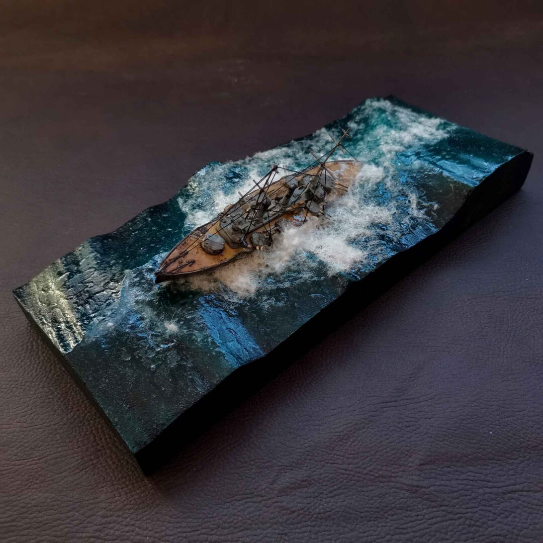 Diorama Sinking Japanese Battleship Satsuma. Etsy