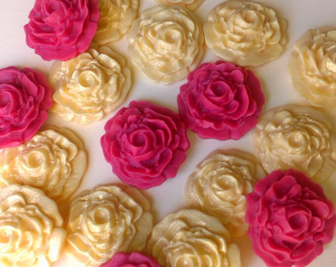 Fondant edible sugar mini roses set 24 Gold and Burgundy Etsy