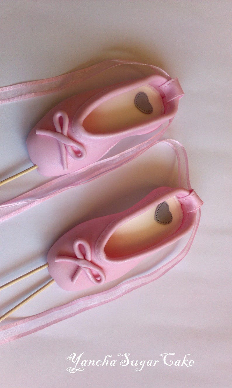 Fondant edible pink ballerina slippers Gumpaste shoes Girl Etsy