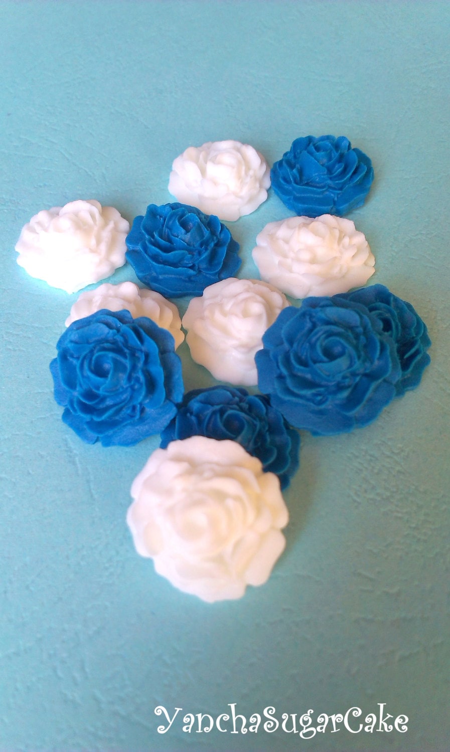 Fondant edible sugar mini roses White Navy blue Gumpaste Etsy