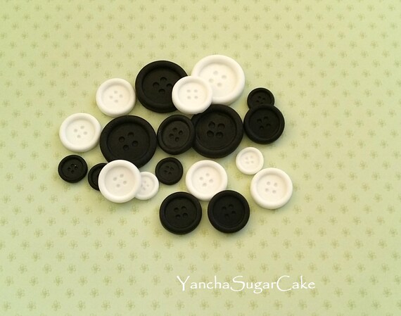 Edible Fondant buttons Black and white Wedding favor Bridal Lalaloopsy Il_570xn