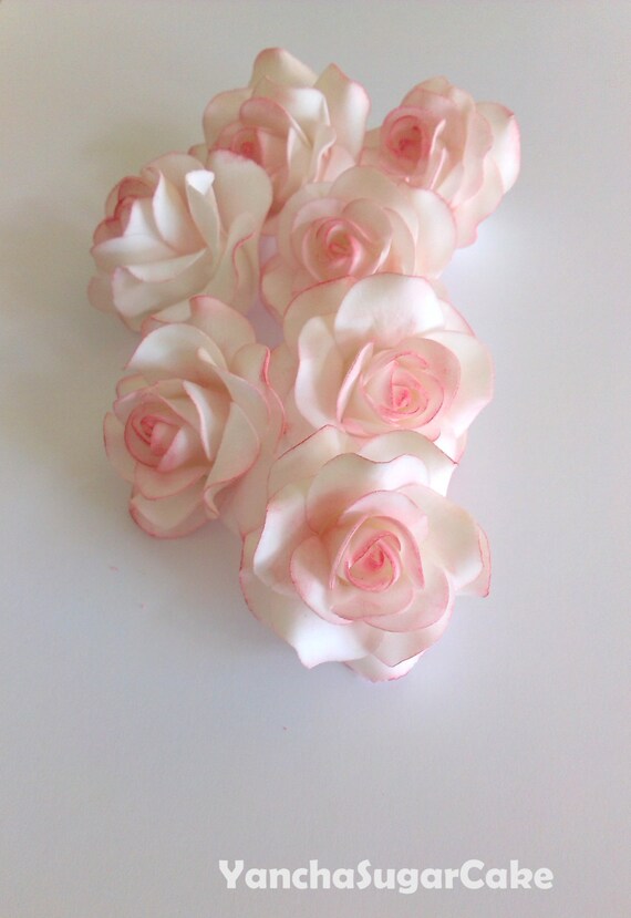 Fondant gumpaste edible flowers Roses Wedding favors Bridal shower Christening Baptism Cake Cupcake topper Baby shower Baby girl Birthday Il_570xn