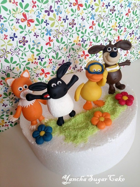 Edible Fondant Or Marzipan 3d Figures Timmy Time Shaun The Etsy