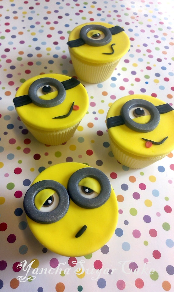 Minions Despicable Me Edible Fondant Cupcake Cookie Toppers Set 12