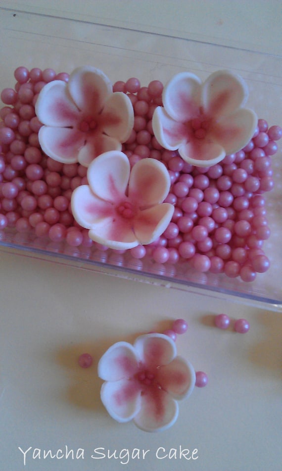 24 Edible Fondant Blossom flowers Valentine's day Bridal favor Wedding Decoration Baby shower Gumpaste roses Girl birthday gift Christening Il_570xn
