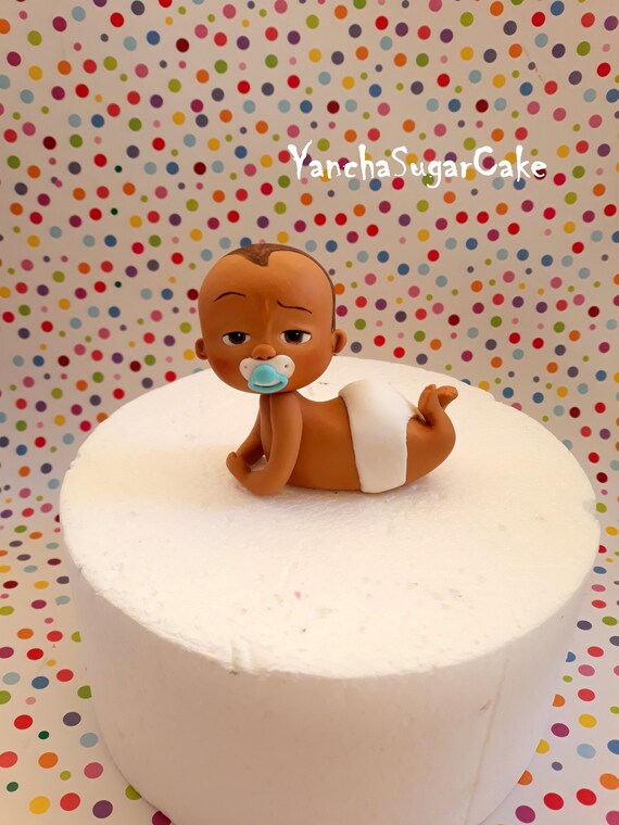 Fondant Baby boss Afro American cake topper 3d Birthday party gift Baby shower Gumpaste decorations Christening Baptism First birthday Boy Il_570xn