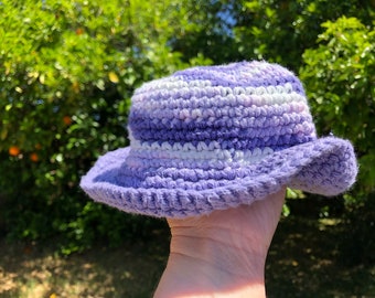 Infant's Crochet Cotton Sun Hat - Purple Variegated