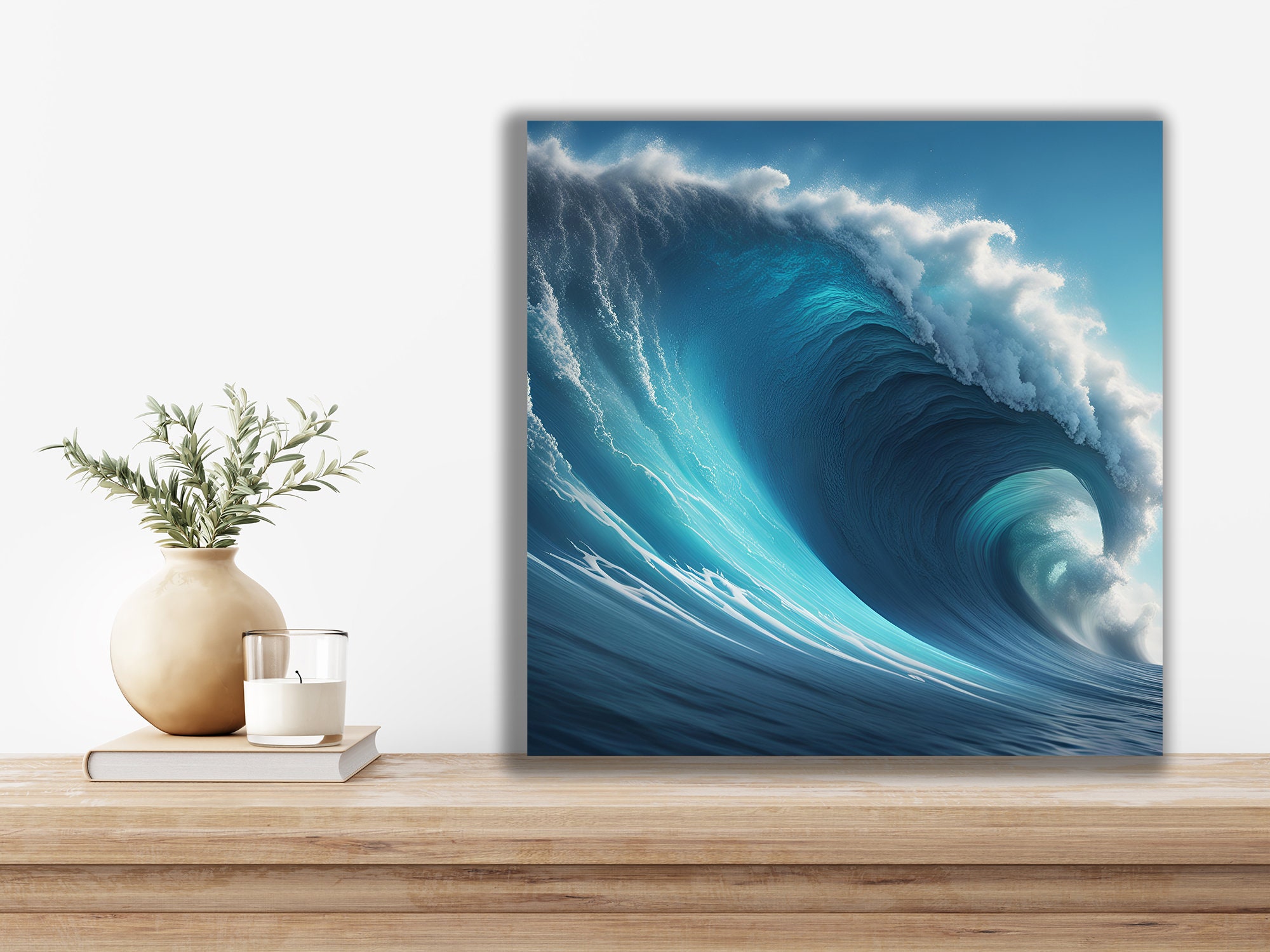 Monster Wave Giant Wave AI Art Square Digital Download Blue Ocean Swell ...