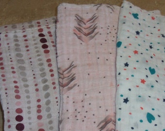 Muslin Blanket; Swaddle; Nursing Cover; Choice of Print