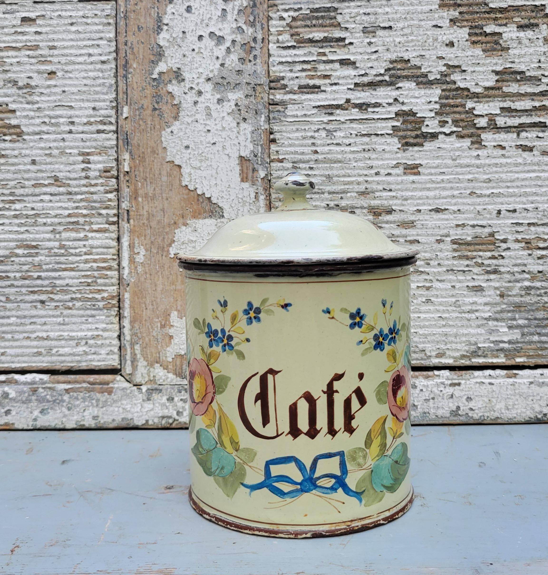 Vintage Enamel Canister Set - Etsy