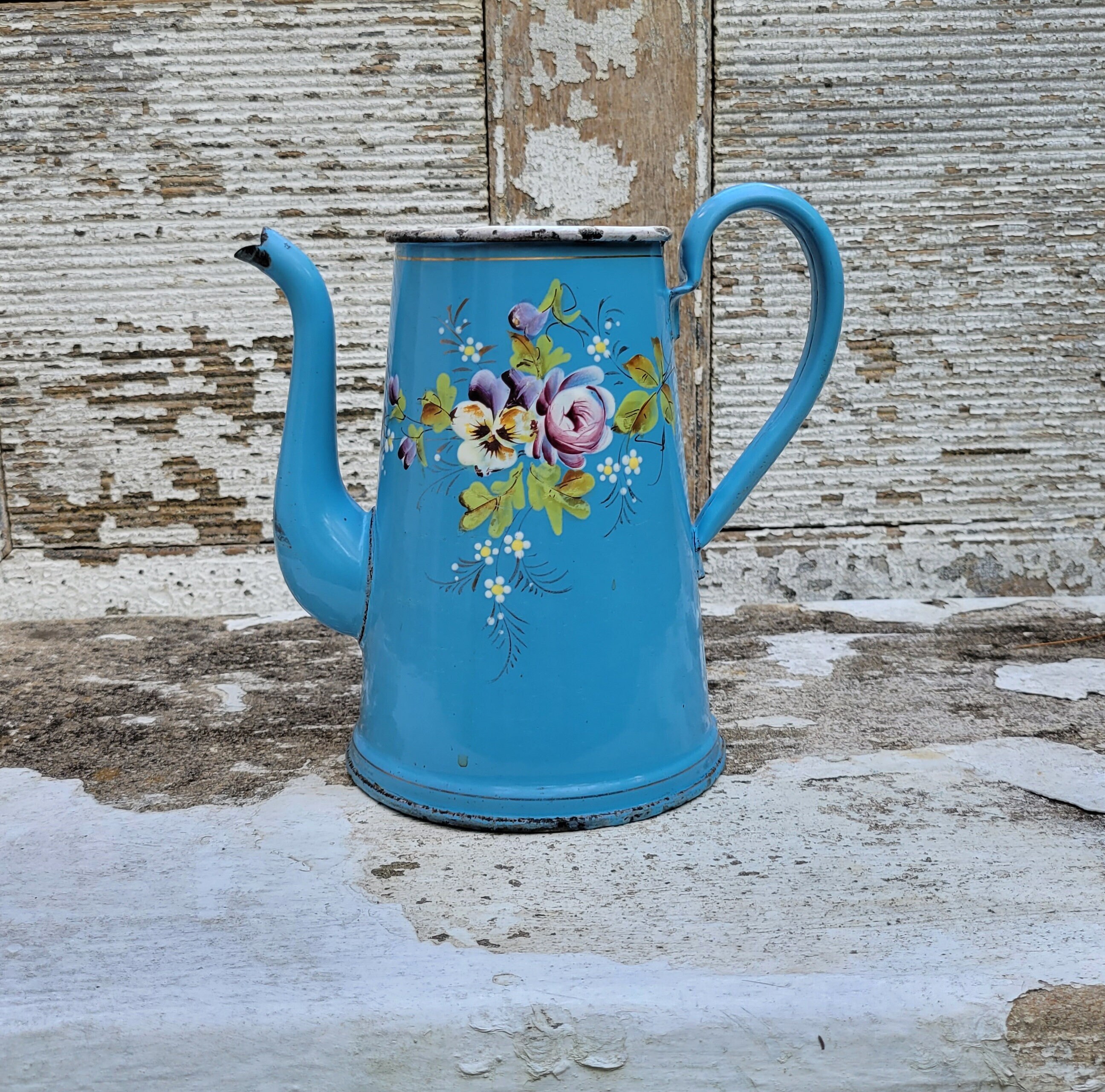Antique Coffee Maker Painted / French Vintage / Lilac Décor / 