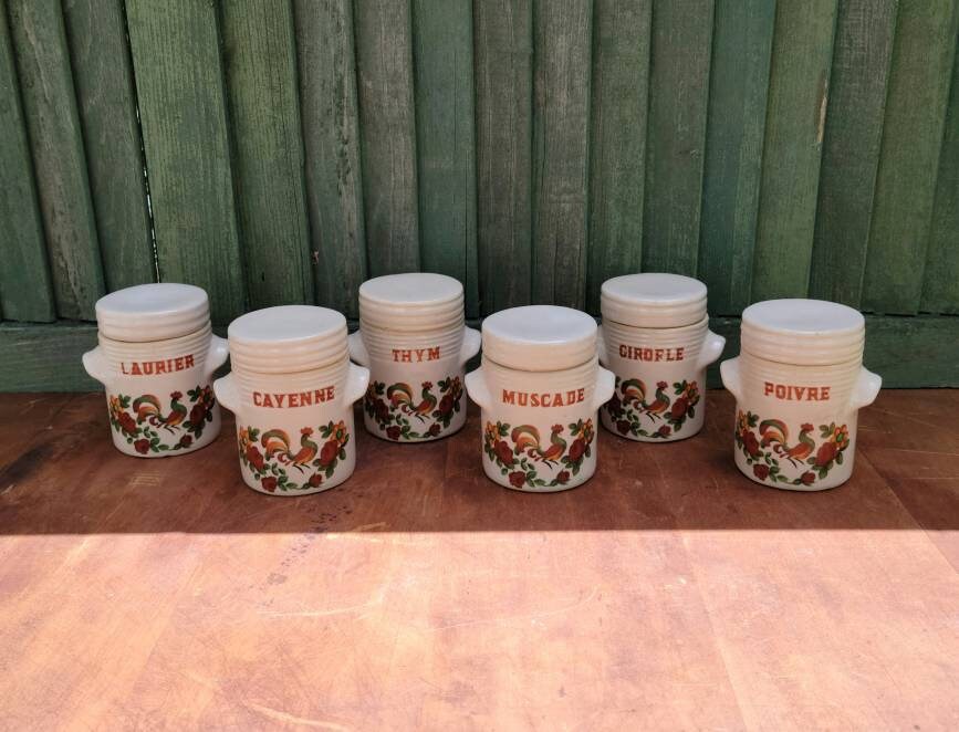 Set of 6 French Spice Pots French Spice Jars French Spice Etsy