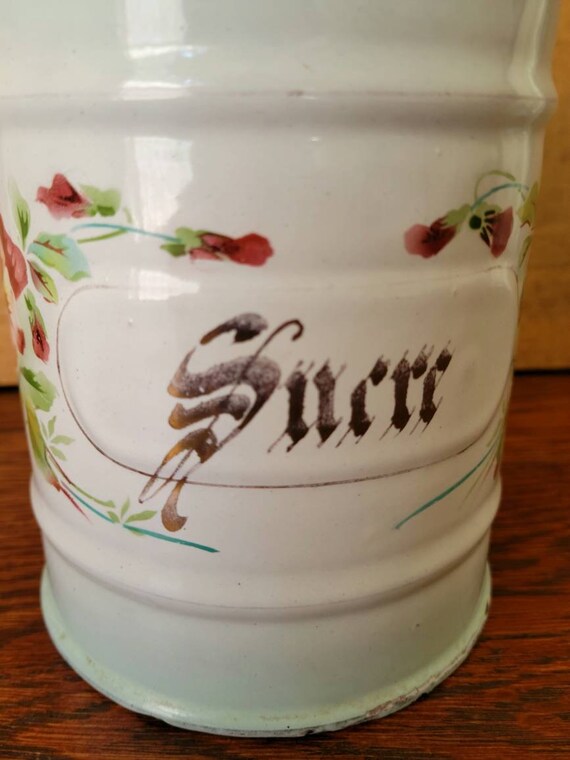 Vintage JAPY Enamelware Sugar Canister: French Pansy Design - Etsy
