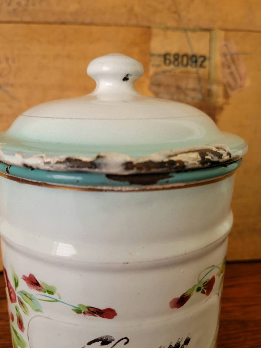 Vintage JAPY Enamelware Sugar Canister: French Pansy Design - Etsy