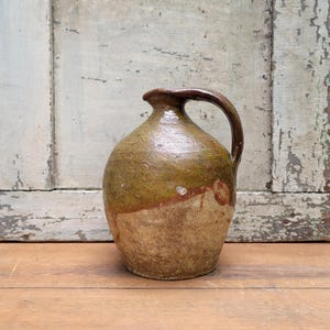 Antique French Glazed Earthenware Walnut Oil Jug