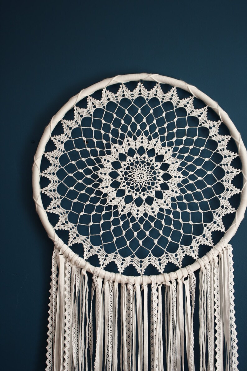 Dream Catcher Wall Hanging Yarn Wall Hanging White Dream Etsy
