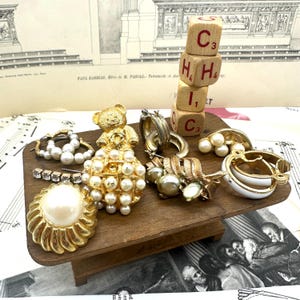 Vintage Gold Tone Scrap Findinds Earrings Lot