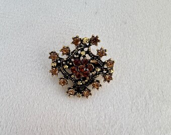 Vintage Rhinestone Scatter Brooch: Warm Autumn Colors