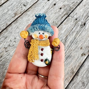 Vintage Jewelry Christmas Snowman Brooch Snowman Pin