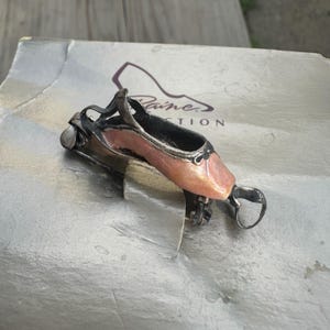 Sterling Silver Ballet Slipper Brooch: Pink Enamel & Crystal