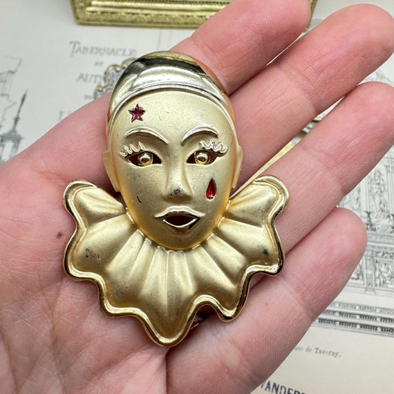 ヴィンテージジュエリー 泣いているピエロ 道化師 ブローチピン
