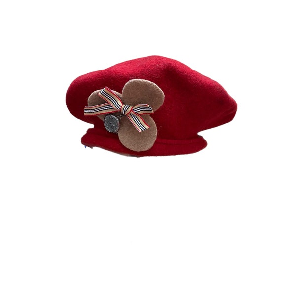 Elosegui Boinas women’s red wool beret hat dames … - image 1