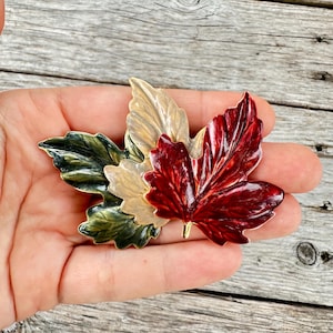 Vintage Jewelry Leaf Brooch Pin Fall Leaves Pin