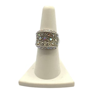 Rhinestone silver tone sparkly glamorous ring by Lia Sophia bling