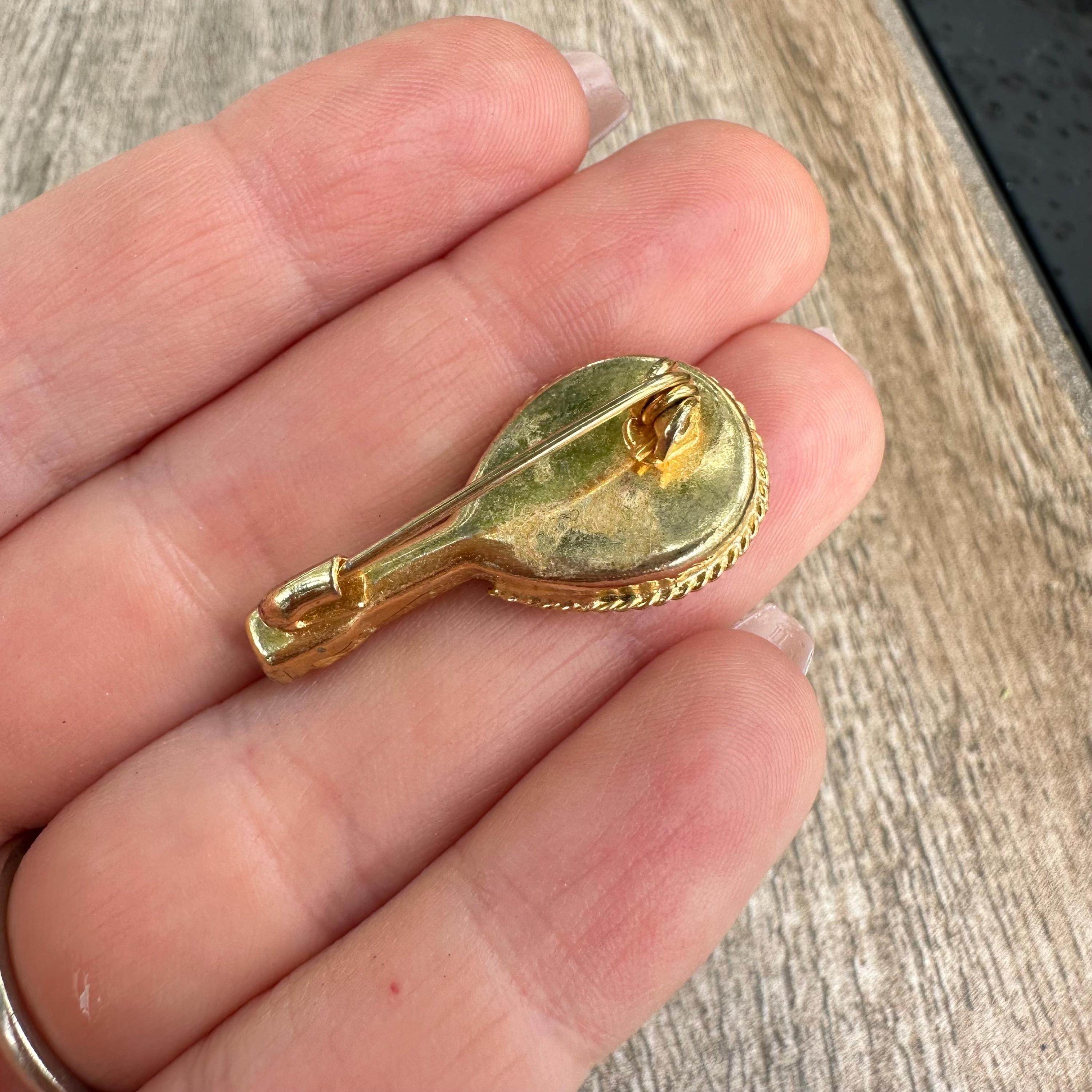 Broche Ancienne En Forme De Guitare (micro-mosaïque/marqueterie De Verre) - Époque 1900