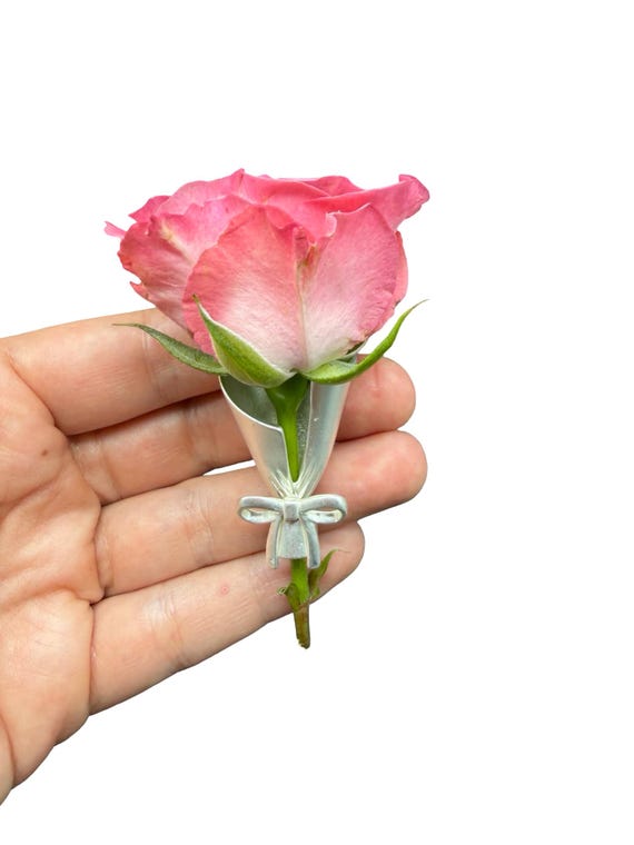 Vintage Flower Holder Silver Tone Brooch, Posey Holder Pin Vase