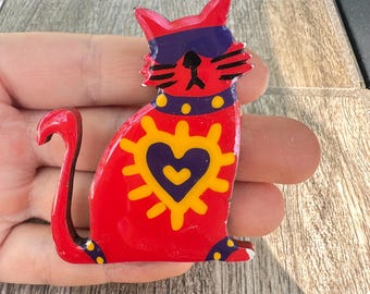 花柄猫ブローチ：ボヘミアンシルバーピン（30mm） - Etsy 日本