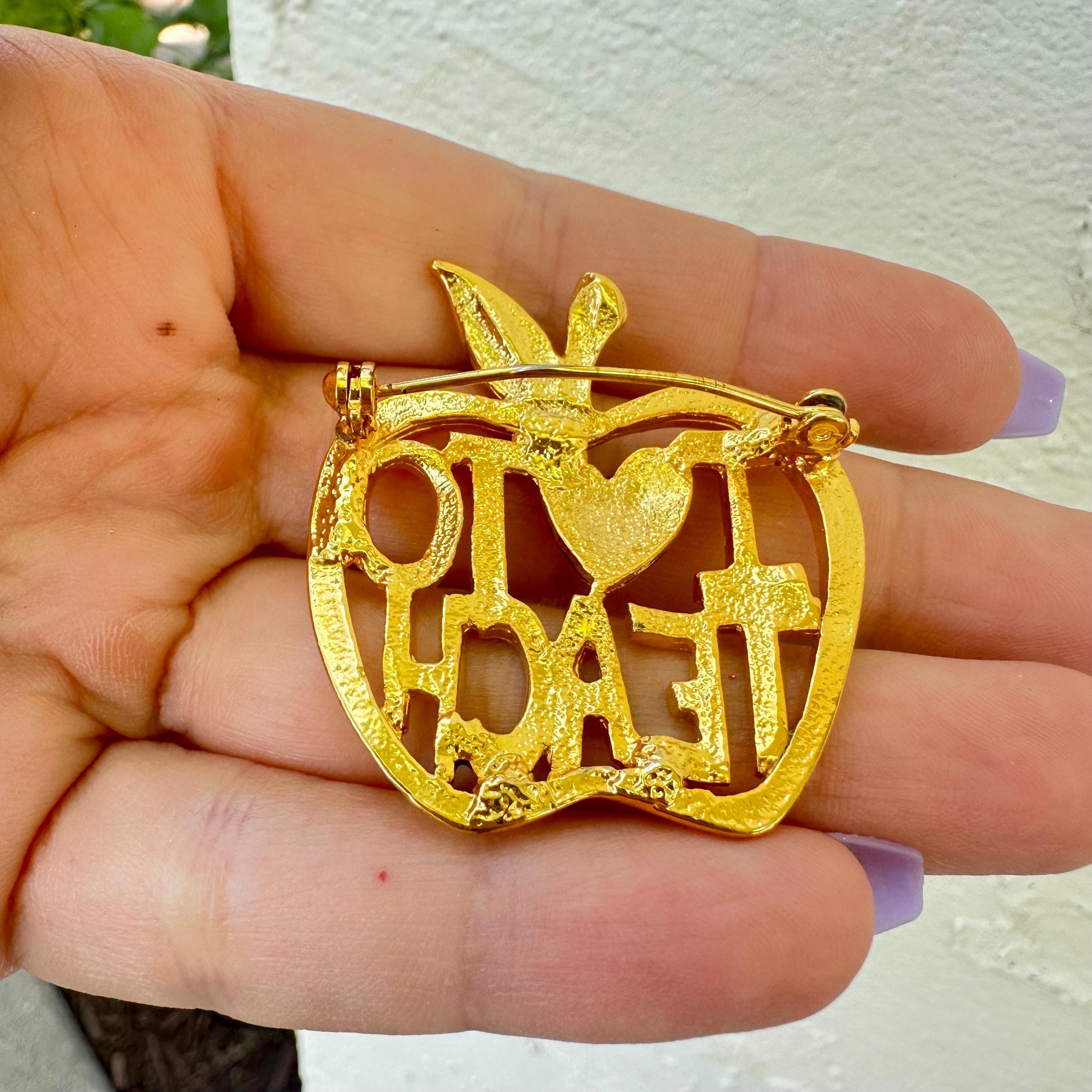 Broche Bijou Pour Enseignant(e) - Pomme Et Outil En Or - Modèle XV-63 - Occasion