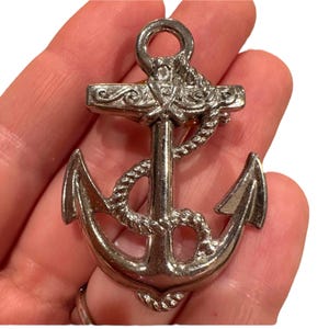 Vintage navy sailor pin brooch silver tone nautical