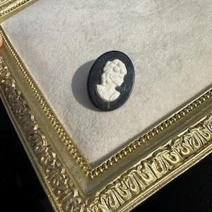 Vintage Jewelry Faux Cameo Black and white brooch pin