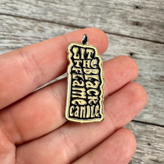 Hocus Pocus Black Flame Candle Pin, Halloween Jewelry