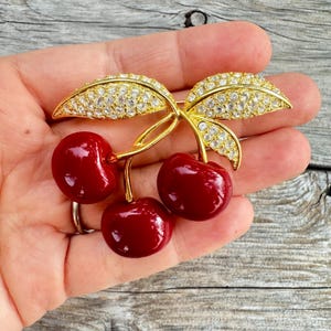 Joan Rivers Cherry Brooch Cherry Rhinestone Pin - Etsy