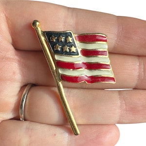 Vintage Americana goudkleurige speld met Amerikaanse vlag