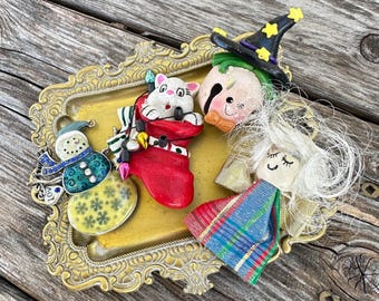 Lote de broches vintage para artesanato, alfinetes de joias quebrados para reaproveitamento.