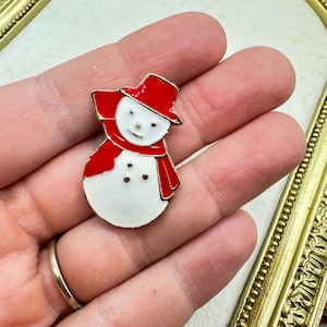 Vintage Schmuck Emaille Schneemann Pin Brosche Frostig Pin Weihnachtsbrosche Winter Schmuck
