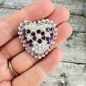 Vintage Jewelry Faux Pearl Heart Brooch Heart Pin