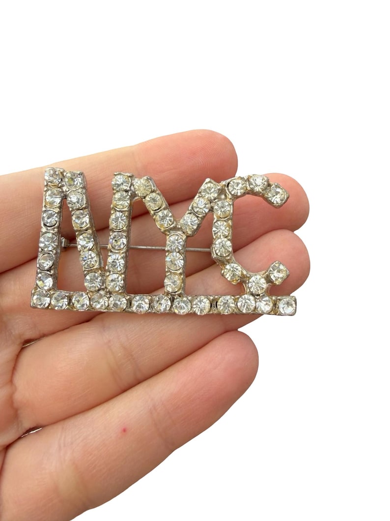 Silver Rhinestone Font Vintage NYC Rhinestone Brooch New York Pin - Etsy