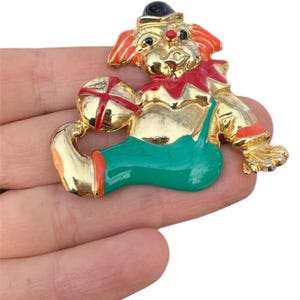 Vintage Elle Enamel Clown Brooch Circus Pin