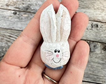 Vintage Jewelry Wooden Bunny Rabbit Brooch Pin